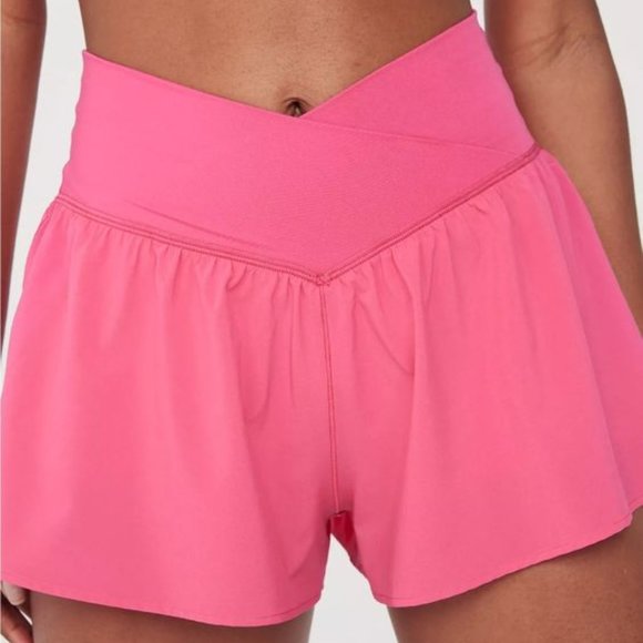 aerie Pants - Aerie Women's Offline Real Me Crossover Flowy Short in Solar Pink